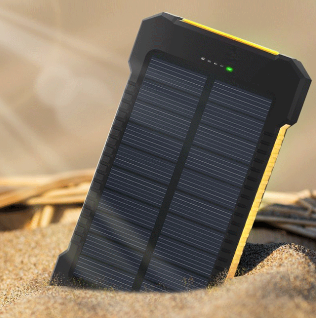 Solar powerbank 10.000 mAh met kompas – waterdicht, met LED-lamp