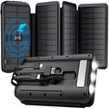 Solar powerbank 43.800 mAh – draadloos laden, 4 panelen & zaklamp