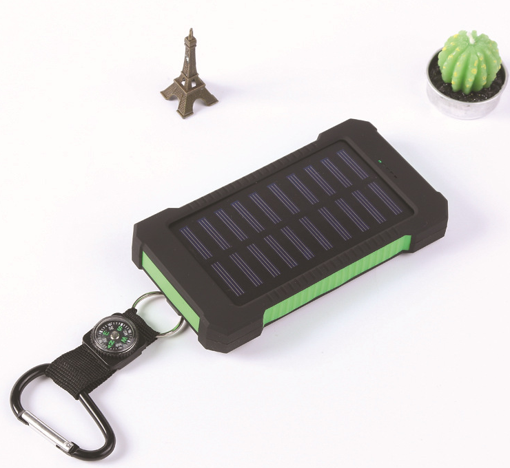 Solar powerbank 10.000 mAh met kompas – waterdicht, met LED-lamp