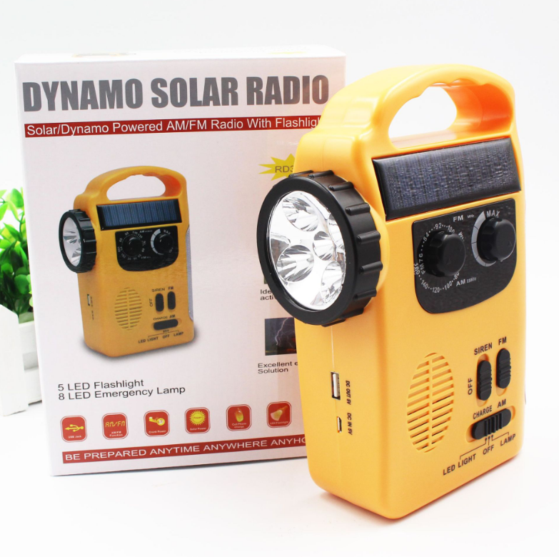 Noodradio met zwengel – 4 manieren opladen, 90 dB alarm en telefoonlader