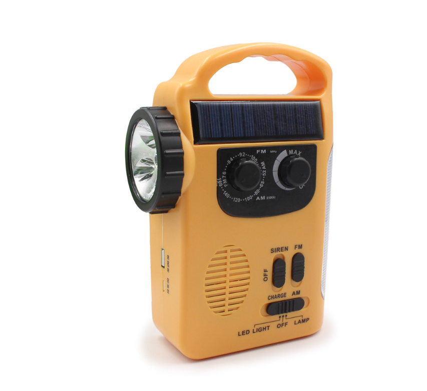 Noodradio met zwengel – 4 manieren opladen, 90 dB alarm en telefoonlader