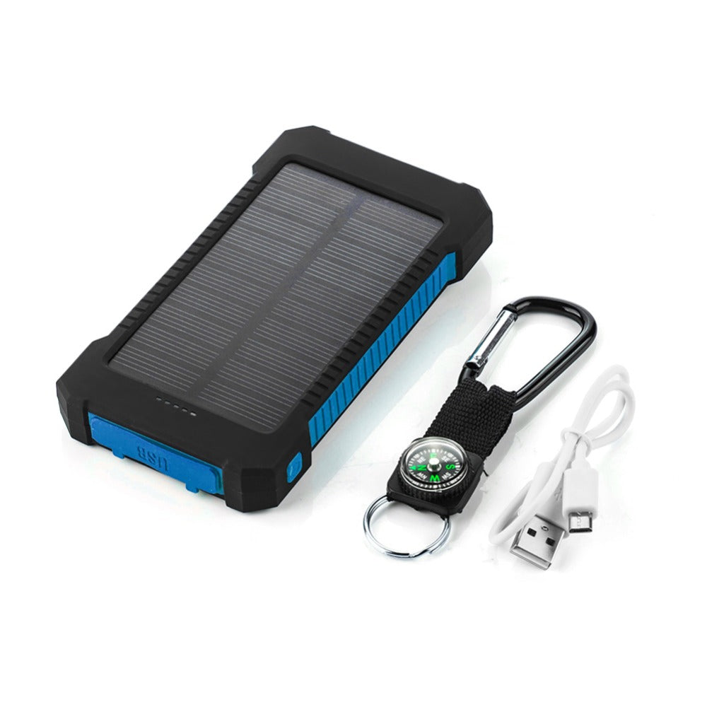 Solar powerbank 8.000 mAh – 9 LED-lampjes, twee USB-uitgangen