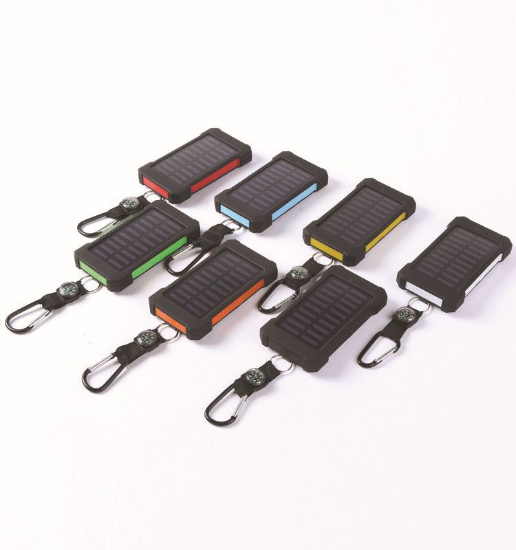 Solar powerbank 10.000 mAh met kompas – waterdicht, met LED-lamp