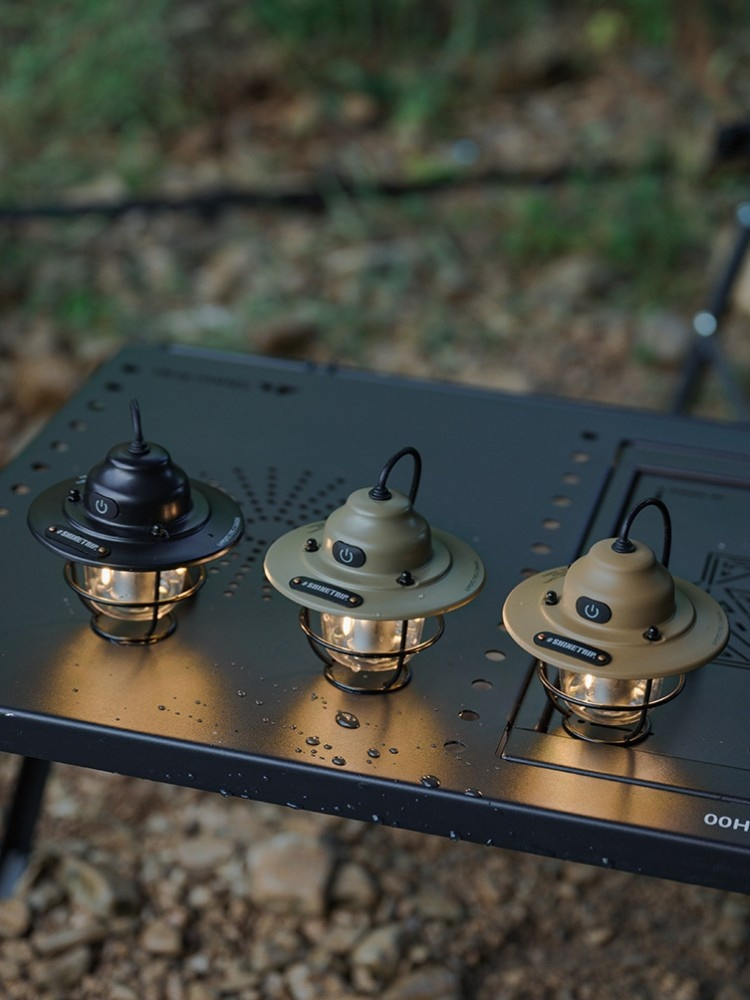Retro campinglamp – metalen lantaarn, oplaadbaar via USB