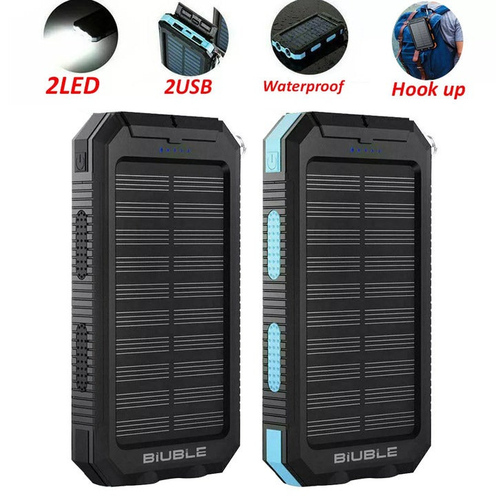 Solar Powerbank 10.000 mAh – waterdicht, met LED-zaklamp en dubbele USB