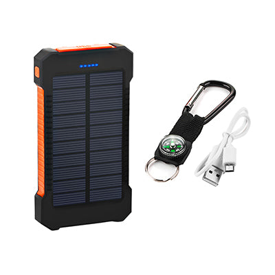 Solar powerbank 8.000 mAh – 9 LED-lampjes, twee USB-uitgangen