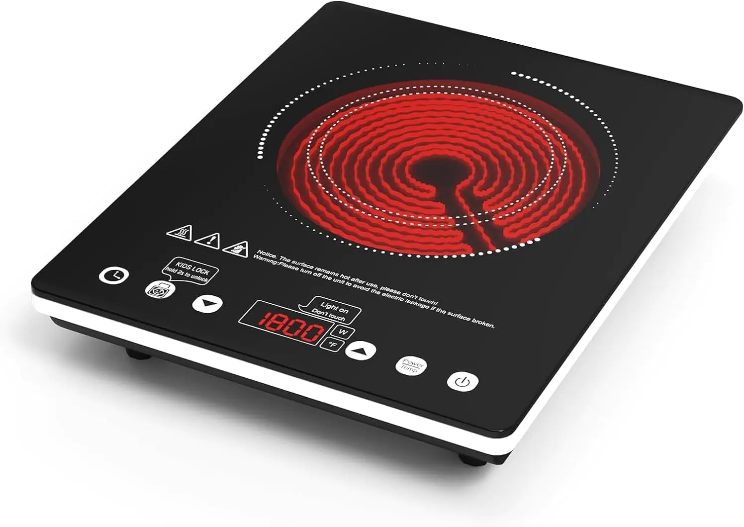 Keramische kookplaat 1 pit 1800W – timer & kinderslot