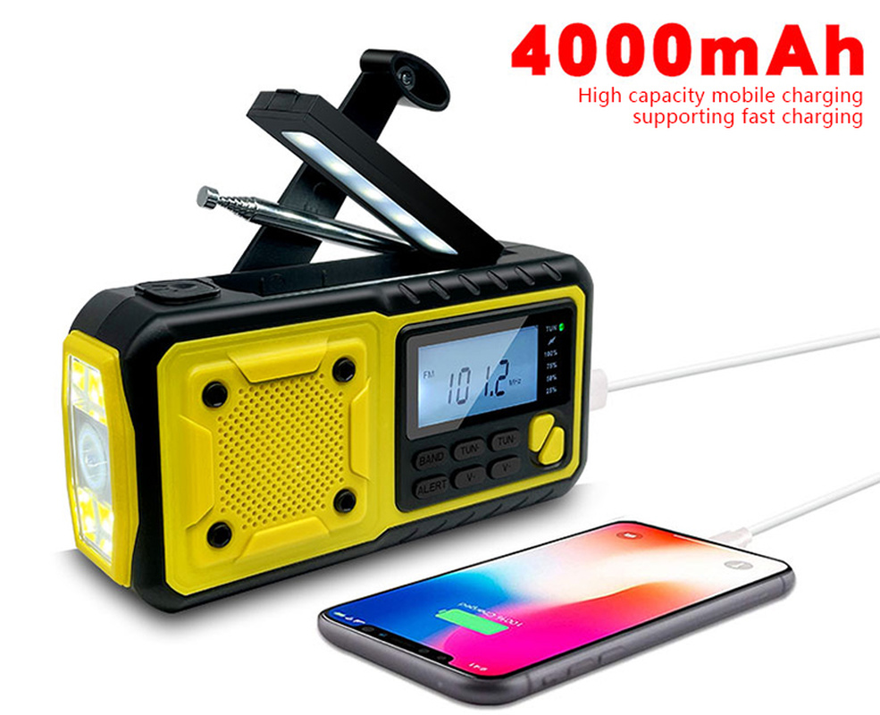 Noodradio DSP met zwengel en zonnepaneel – 4.000 mAh, scherm, waterdicht