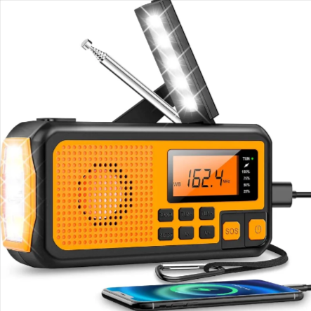 Noodradio met zwengel en zonnepaneel – 4.000 mAh, digitaal scherm