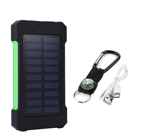 Solar powerbank 8.000 mAh – 9 LED-lampjes, twee USB-uitgangen